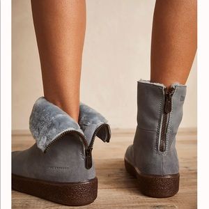 NWOT Free People Cougar Cozy Up Shearling Boots in Ash Blue